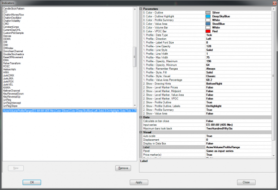 Volume Profile Range - Parameters